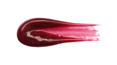 Lekeli kırmızı dudak parlatıcısı örneği beyaz arkaplanda izole edildi