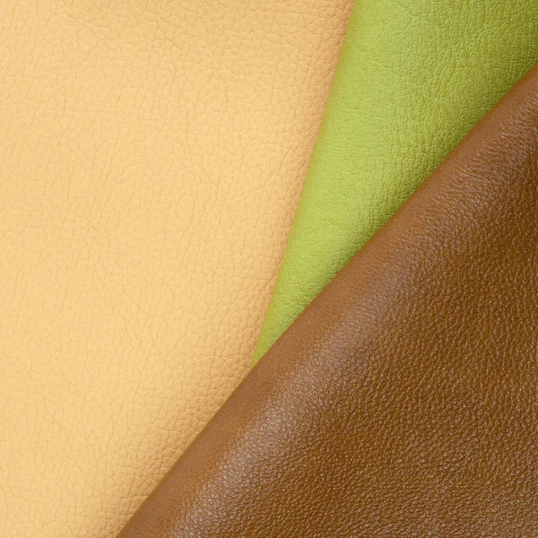 Different Colors Natural Leather Textures Samples — Stock Photo, Image