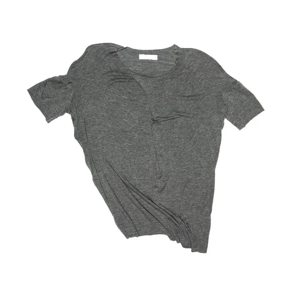 Wrinkled Σκούρο Γκρι Shirt Απομονώνονται Λευκό Φόντο — Φωτογραφία Αρχείου