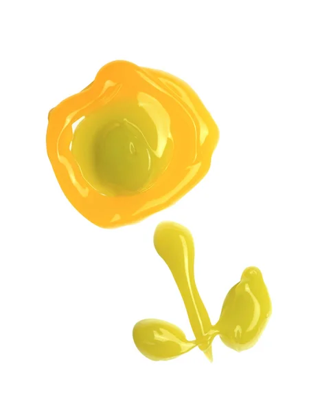 Flor Forma Mancha Xampu Amarelo Isolado Fundo Branco — Fotografia de Stock