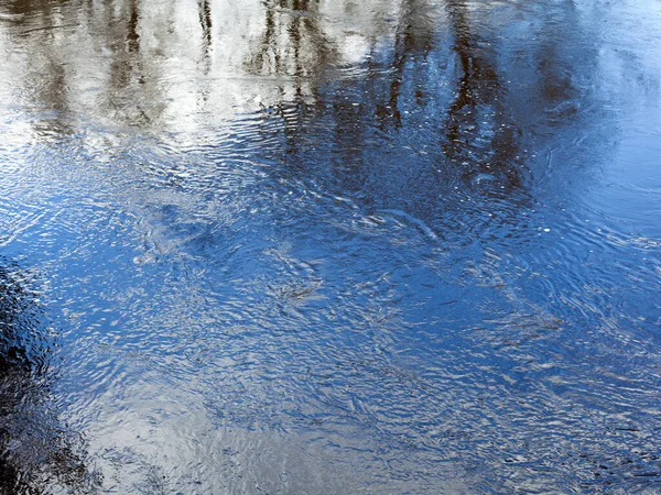 早春天然水源地 河面水纹质感 — 图库照片