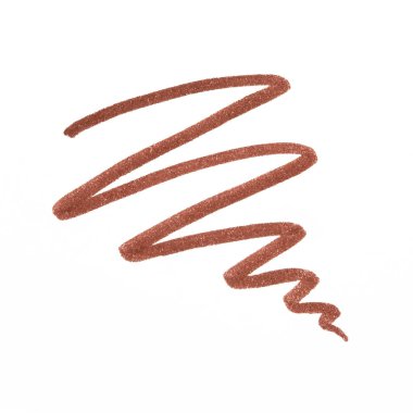 Beyaz arka planda kahverengi göz kalemi çizgisi. Makrofoto. İzole edilmiş