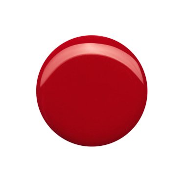 Beyaz arka planda izole edilmiş kırmızı daire şeklindeki oje lekeleri. Fotoğraf. Üst görünüm