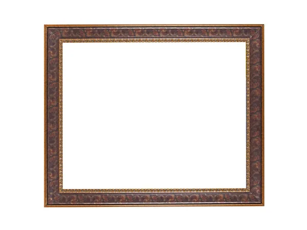 空的棕色金木框作画 因白人背景而被隔离 — 图库照片