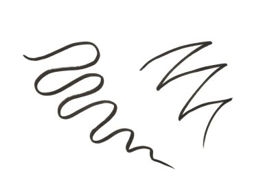 Beyaz arka planda siyah göz kalemi çizgileri. Makrofoto. İzole edilmiş