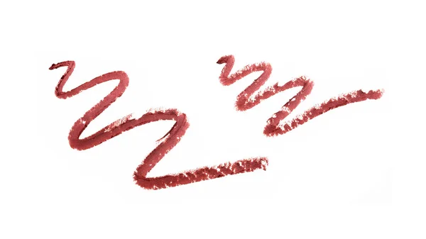 Rode Lip Potlood Sporen Geïsoleerd Witte Achtergrond — Stockfoto
