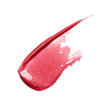 Lekeli kırmızı dudak parlatıcısı örneği beyaz arkaplanda izole edildi