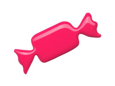 Beyaz arka planda izole edilmiş pembe şeker şekilli tırnak cilası. Makro fotoğraf. Üst görünüm