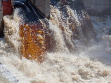 Şelale akış arkaplanı ve düzeni. Nehir. Üst görünüm