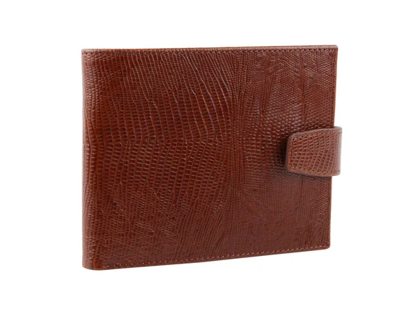 New Brown Wallet Genuine Reptile Skin Leather Shadows Isolated White — Stock Photo, Image