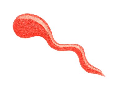 Beyaz arka planda kırmızı oje lekeleri var. Fotoğraf. Üst görünüm