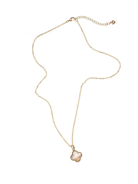 Luxury Elegant Golden Chain Baroque Pearl Pendant Isolated White Background — Stock Photo, Image