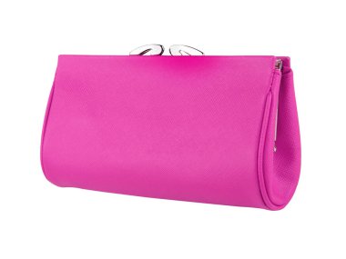 Hakiki sığır derisinden yapılmış yeni pembe cüzdan. Gölgeler olmadan. Beyaz arkaplanda izole.