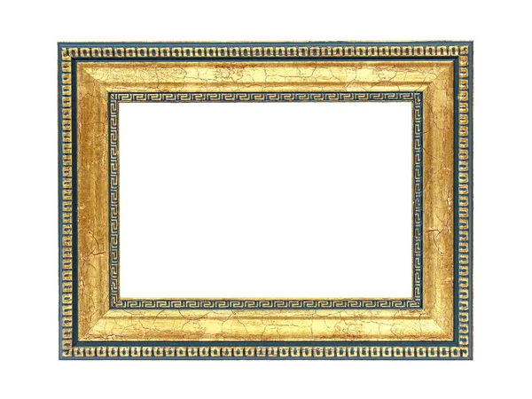 Empty Golden Green Wooden Frame Paintings Isolated White Background — Stock Photo, Image