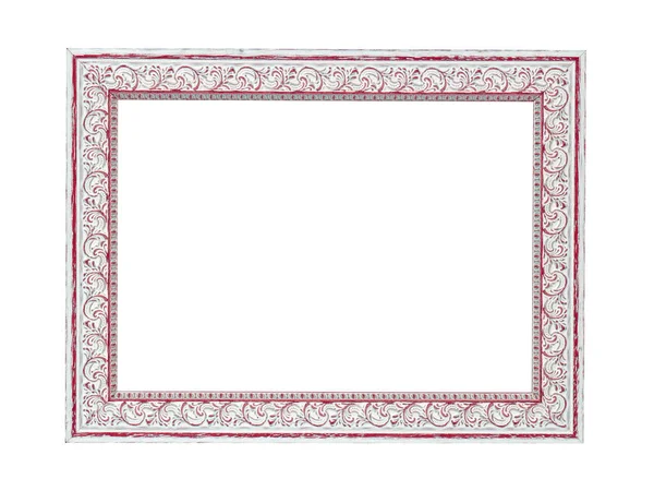 Empty Red White Wooden Frame Paintings Isolated White Background — Stock Photo, Image