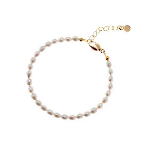 Luxury Elegant Baroque Pearl Golden Bracelet Isolated White Background Top — Stock Photo, Image