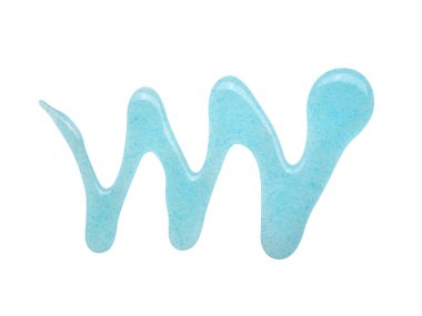 Beyaz arkaplanda izole edilmiş turkuaz duş jeli örneği