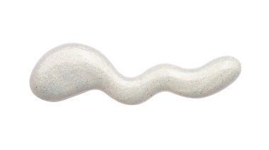 Beyaz arka planda izole edilmiş beyaz tırnak cilası. Fotoğraf. Üst görünüm