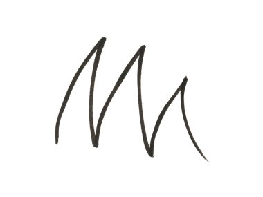 Beyaz arka planda siyah göz kaleminin el çizimi. Makrofoto. İzole edilmiş