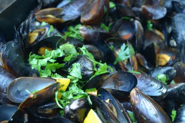 Maydanoz ile pişmiş lezzetli midye