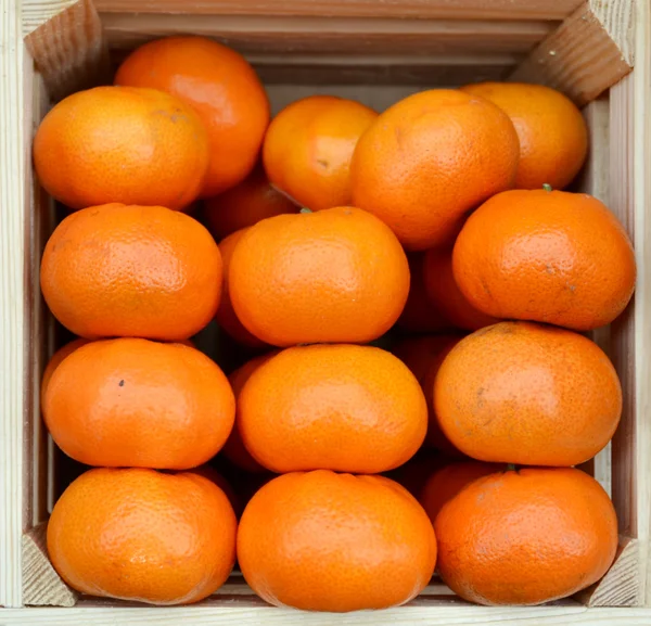 Süße und leuchtend orange Bio-Mandarinen auf dem Bauernmarkt — Stockfoto