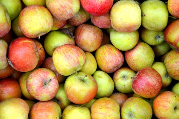 Manzanas verdes y rojas enteras en el mercado — Foto de Stock