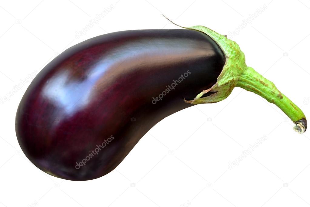 Healthy and delicious purple eggplant isolated on white