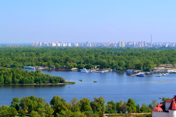 Beautiful view of Kiev river Dnipro and  Trukhaniv Island