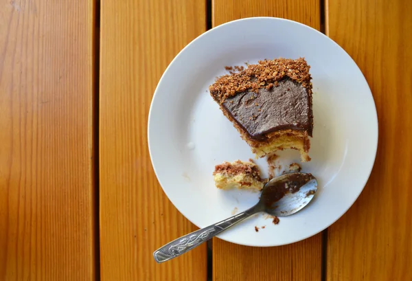 Már megharapott a csokoládé torta szelet — Stock Fotó