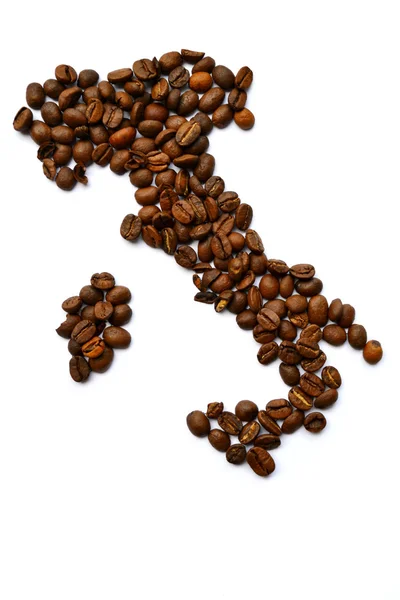 コーヒー豆からなされるイタリアの地図 — ストック写真