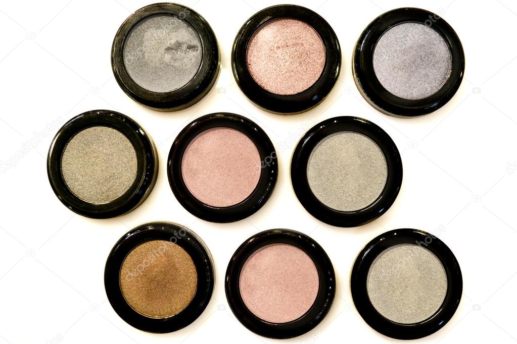 Set of different eyeshadows isolated on white