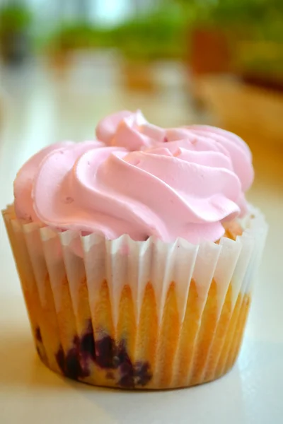 Ροζ cupcake με μούρα — Φωτογραφία Αρχείου