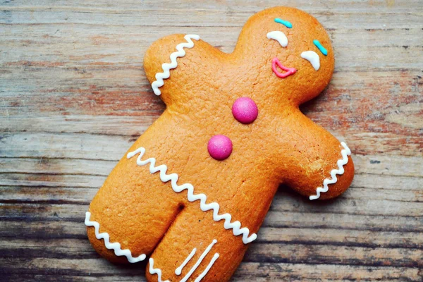 Christmas cookie man made of ginger bread — Stock Photo, Image