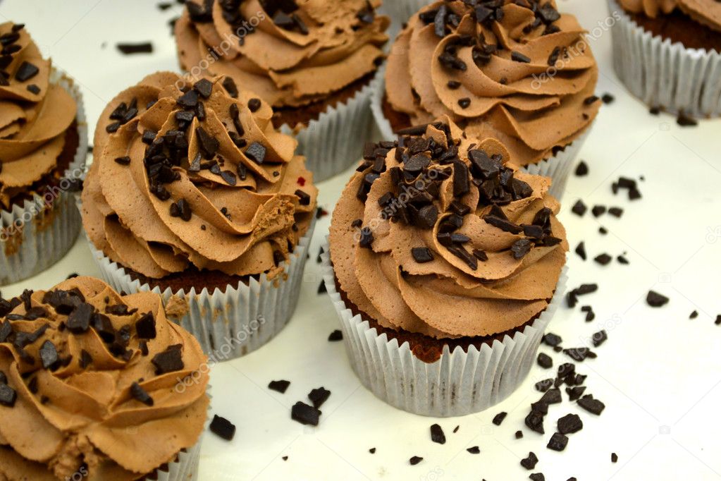 Chocolate cupcakes with brown cream