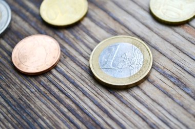 Euro coins ahşap tablo