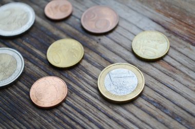 Euro coins ahşap tablo