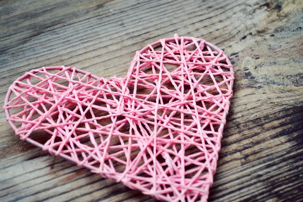 Pink handmade heart for St Valentine's Day — Stock Photo, Image