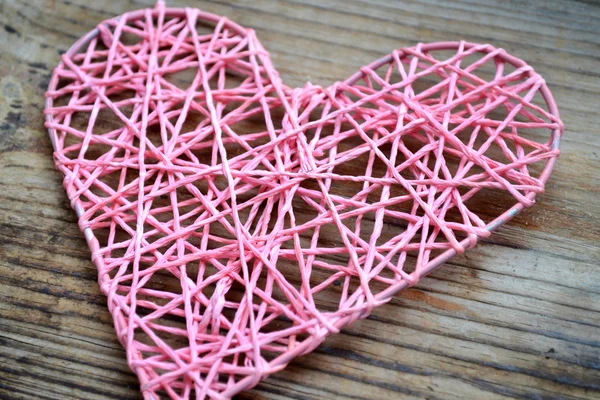 Pink handmade heart for St Valentine's Day — Stock Photo, Image