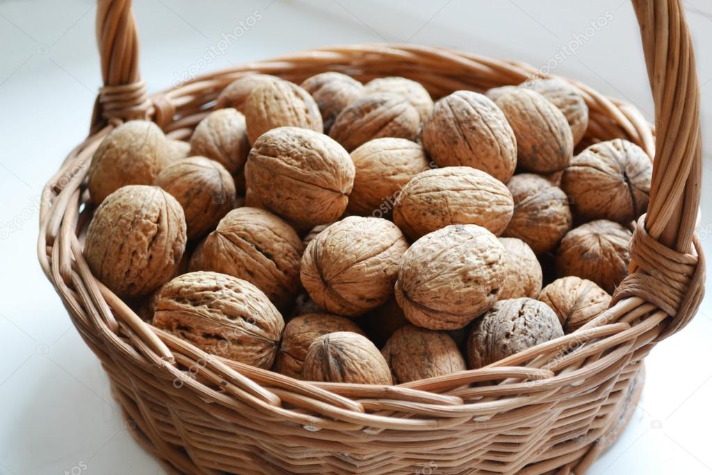 Lots of healthy walnuts in shells