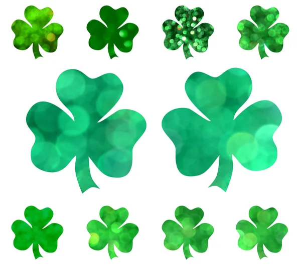 Różnego rodzaju tradycyjny symbol Saint Patrick's Day - zielony liść liść koniczyny — Zdjęcie stockowe