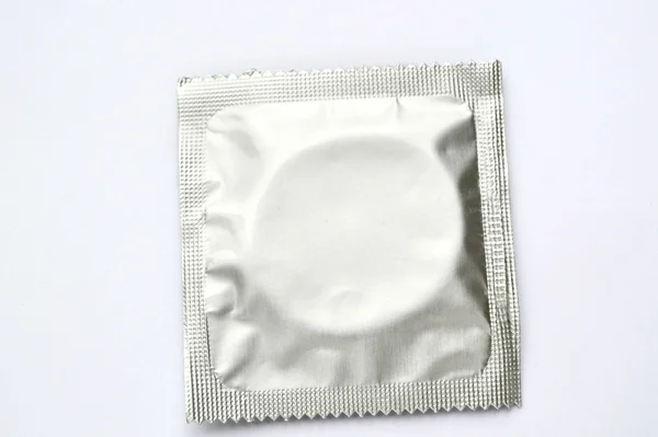 One condom isolated on white — Stock Photo, Image