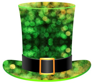 Yeşil ve beyaz izole Saint Patrick's Day için ışıltılı cin şapka