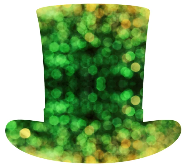 Green and glittering leprechaun hat for Saint Patrick's Day isolated on white — Stock Photo, Image