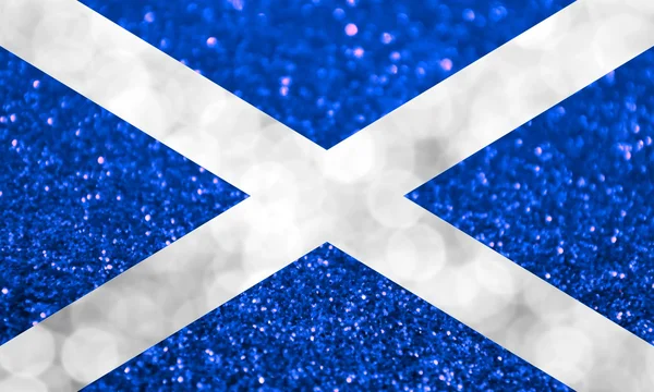 A bandeira nacional da Escócia feita de fundos embaçados brilhantes e abstratos com brilho cintilante — Fotografia de Stock
