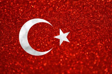 Türkiye'nin ulusal bayrak parlak yapılmış ve parıldayan ile bulanık arka glitter