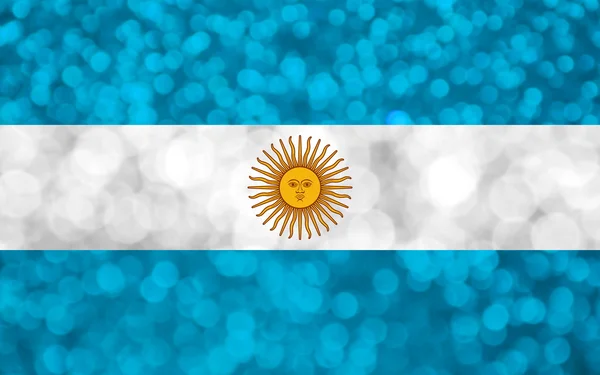 Státní vlajky Argentiny z jasných a abstraktní rozmazané pozadí s třpytící se třpytí — Stock fotografie