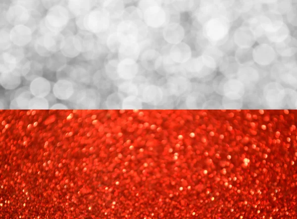 The National flag of Poland made of bright and abstract blurred backgrounds with shimmering glitter — Stock Photo, Image