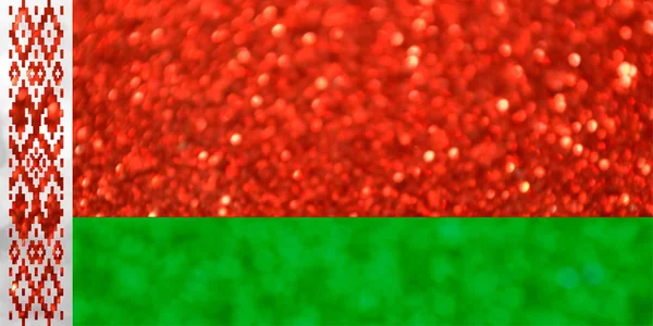 The National flag of Belarus made of bright and abstract blurred backgrounds with shimmering glitter — Stock Photo, Image