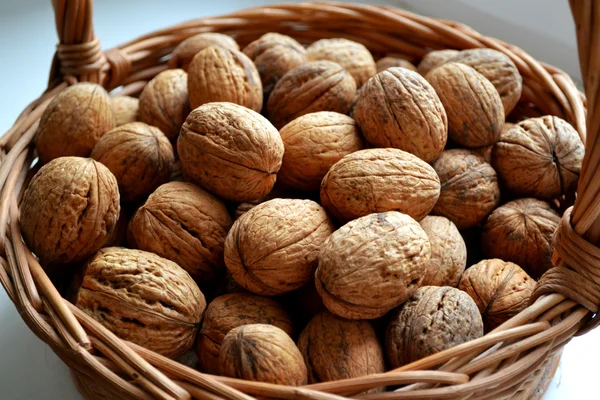 Lots of healthy walnuts in shells Stock Photo