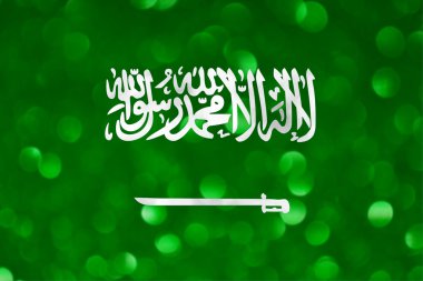 Suudi Arabistan bayrağı parlak yapılmış ve parıldayan ile bulanık arka glitter
